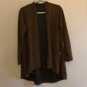 Black and brown draped sweater
